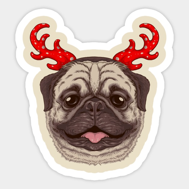 pug deer Sticker by krisnaokky